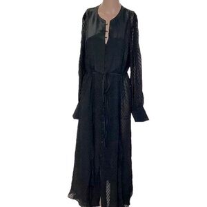 NEW MADEWELL Women's Dress Button Front Long Sleeve Size L Black
